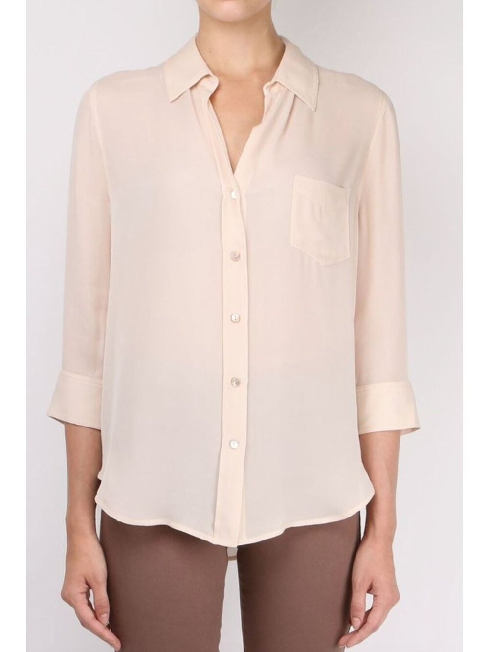 L'Agence Ryan 3/4 Sleeve Blouse Shirt Blush 100% Silk Size XS